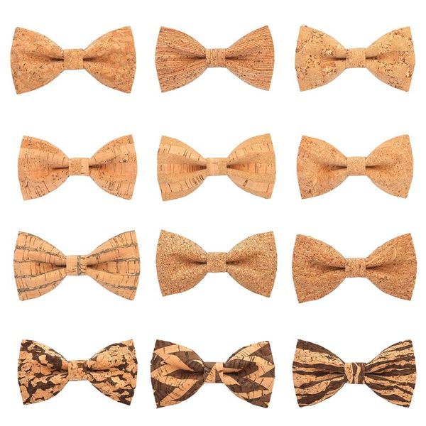 

fashion cork wood bow tie men's creative wood grain bowties male wedding party decor accessories neckwear 12 styles, Black;gray