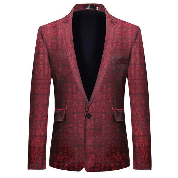 

spring clothing new style men printed long sleeve one-button decoration leisure suit zt-x29, White;black