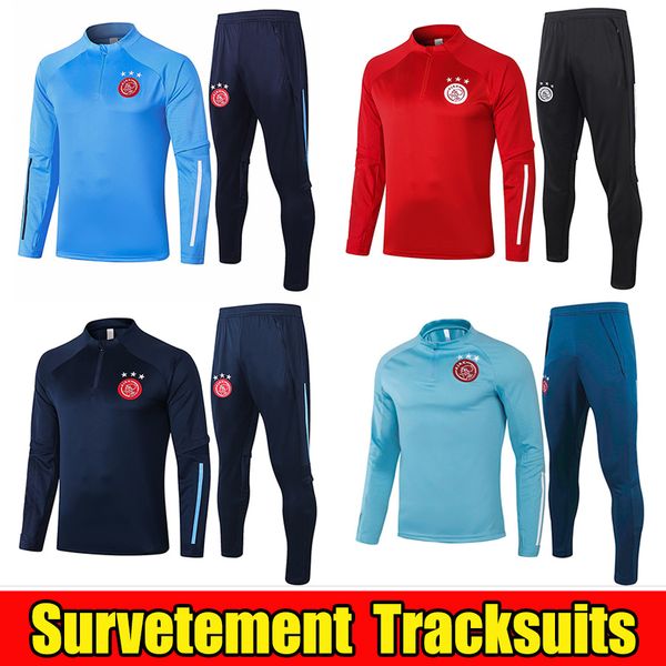 

20 21 fc ajax men football training tracksuit kids tadic promes ziyech футбольный тренировочный костюм 2020 2021 survetement de foot chandal, Black