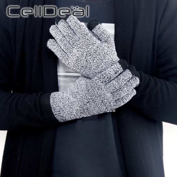 

five fingers gloves 1 pair touch screen finger plaid winter warm imitation cashmere women and men lovely portable fashion, Blue;gray