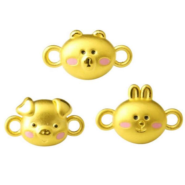 

pure 24k yellow gold bracelet women 999 gold 3d animal bracelet, Golden;silver