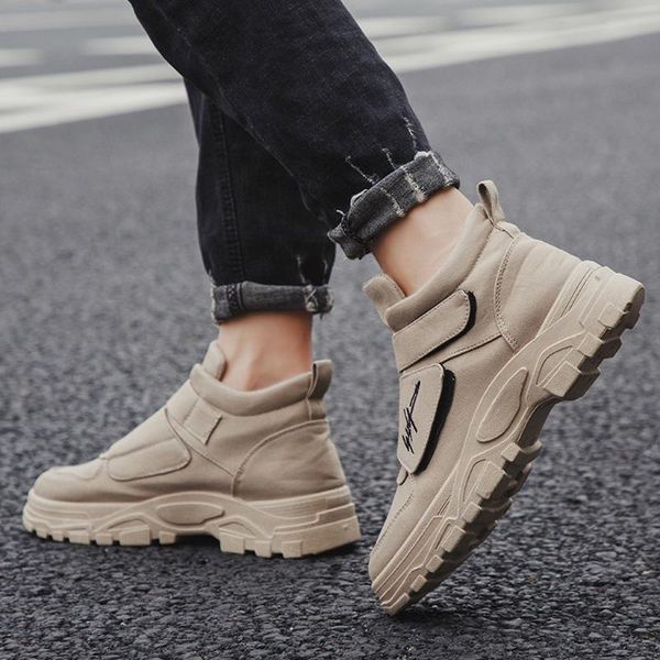 

snow boots men waterproof leather boots non-slip wear-resistant high-cut tooling sepatu pria klasik#g2, Black