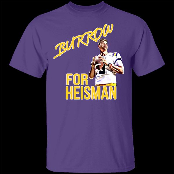 

men's joe burrow for heisman lsu football purple t-shirt m-xxxl fashion large big size tee shirt