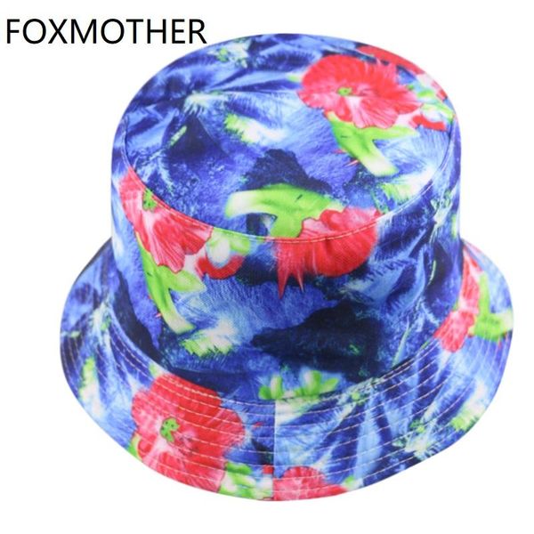 

fisherman bucket chapeau poppy summer gorras foxmother bob hats for caps floral blue women new mens xqwum pingtoy, Black;white