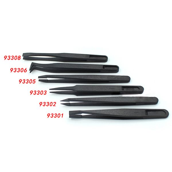 

zlinkj 1 pcs plastic antistatic carbon fiber tweezers straight curved anti-static conductive tweezer clip hand tools
