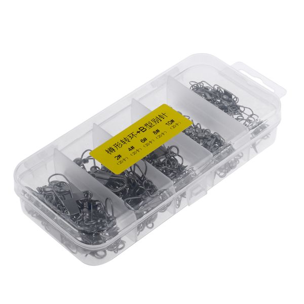 

100pcs/box fishing swivels 2# 4# 6# 8# 10# barrel swivel with interlock snap
