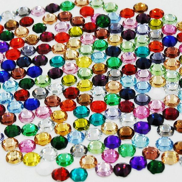 

nail art decorations 1000pcs/lot mixed color acrylic round glitter rhinestone for makeup and diy tool decoration, Silver;gold