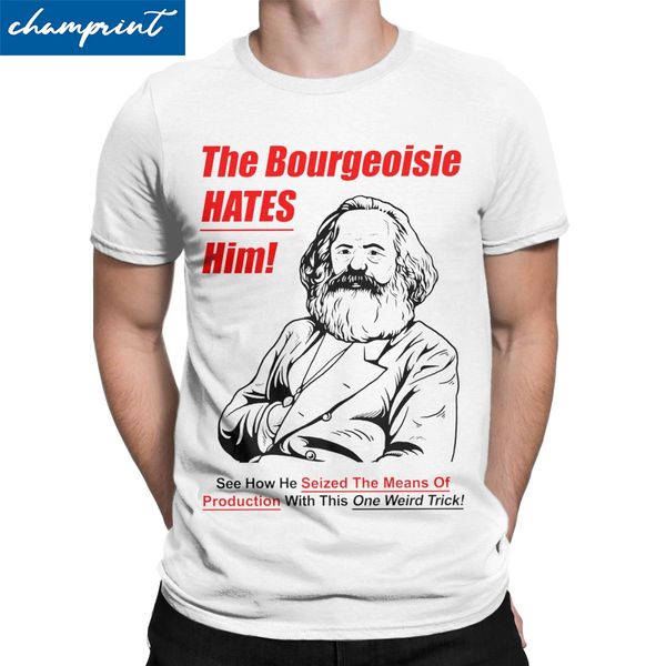 

men's the bourgeoisie hates him t shirts karl marx communism marxism socialism funny crewneck tees printed t-shirt