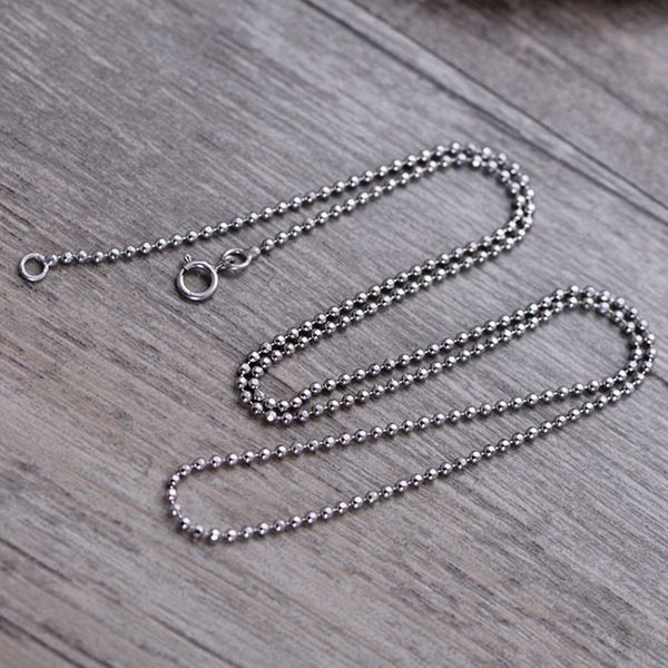 

18inch solid s925 sterling silver necklace chain men's beads necklace chain