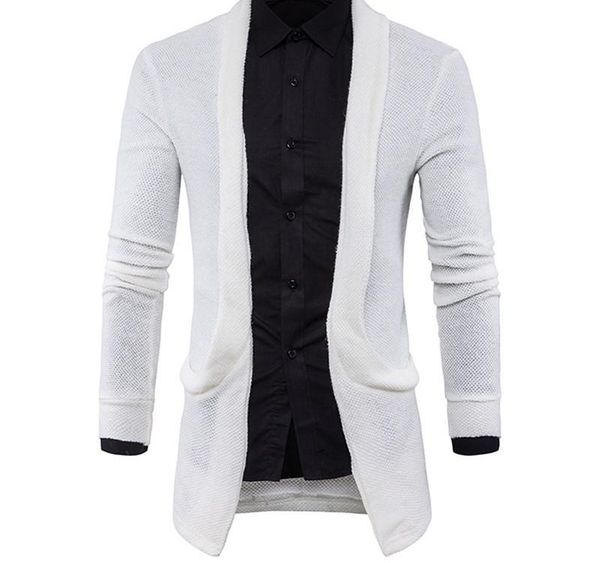 

new men cardigans coat long sleeve knitted sweater male slim fit thin autumn003, White;black