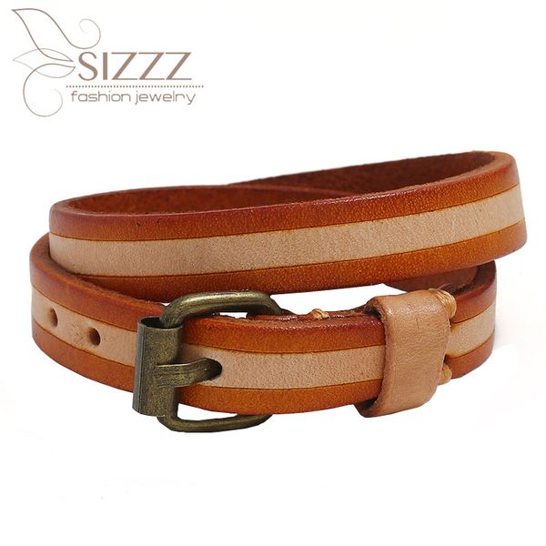 

2020 new simple multi-layer wild casual retro leather bracelet&bangles for women/men, Golden;silver