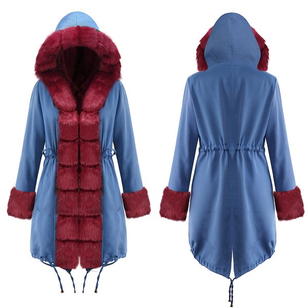 

Women Parkas with Fur Collar Fashion Long Style Parkas Coat for 2020 Winter New Arrival Coat Both Side Can Wear Size S-2XL