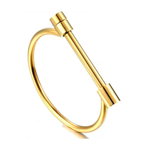 

2020 classic d shape titanium steel bracelet men women charm bangle bracelet for men women jewelry gift, Golden;silver