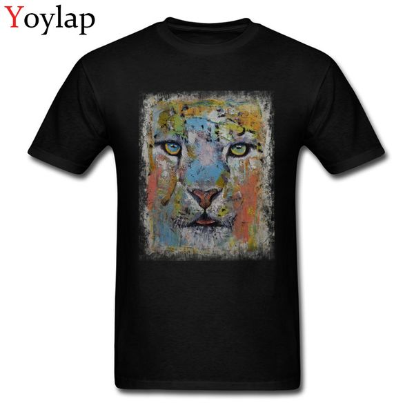 

100% cotton t-shirts men & tees custom round collar summer/autumn short sleeve geek sweatshirts classic snow leopard print