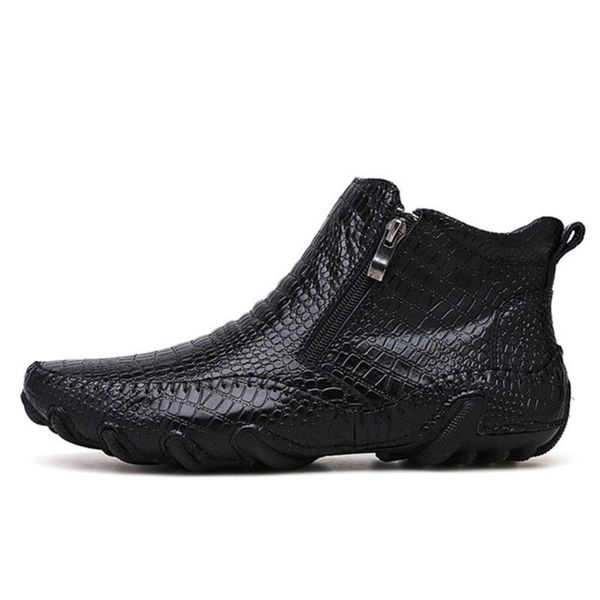 

fashion quality leather men boots winter warm casual shoes men footwear zipper male ankle black boots botas hombre rubber