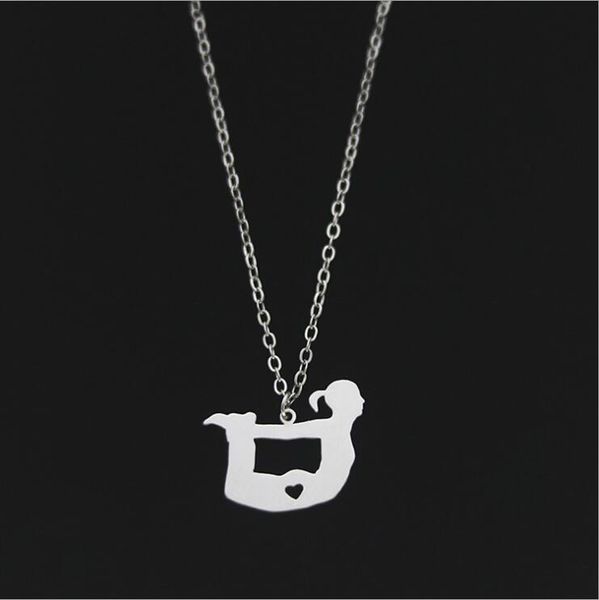 

pendant necklaces stainless steel yoga athlete necklace---drop, Silver