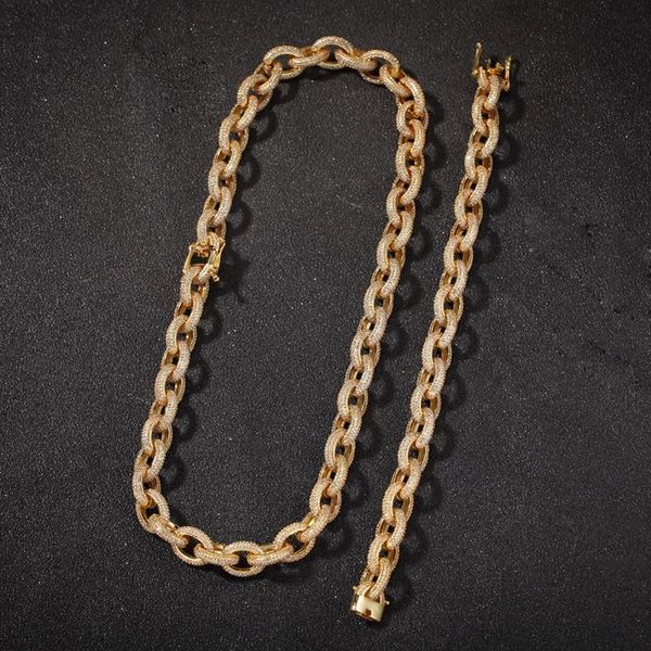 

chains hip hop micro pave cubic zirconia bling iced out round link chain chokers necklaces for men rapper jewelry gold color, Silver