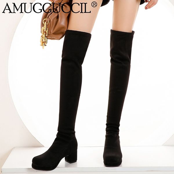 

2020 new plus big size 30-48 black gray fashion thigh high over the knee autumn female winter female lady women boot x2021