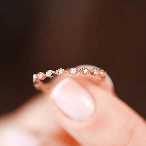 

cluster rings double fair trendy thin for women girls retro rose gold color party daily gift fashion jewelry r029, Golden;silver