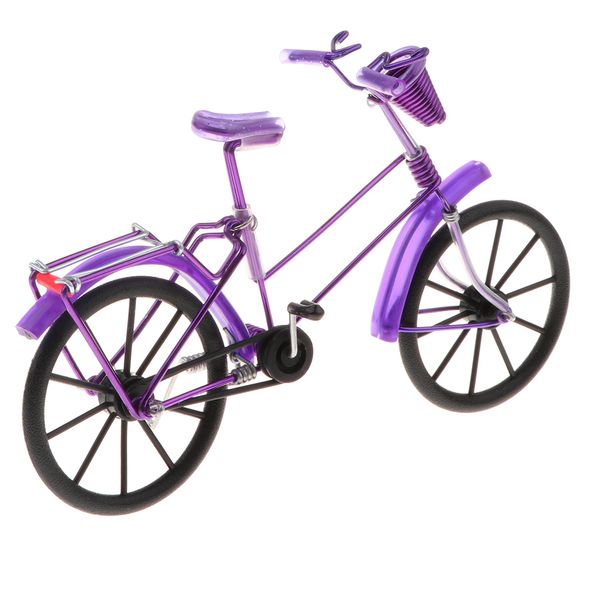 

1:10 aluminum bike model bicycle with basket handicraft toy purple