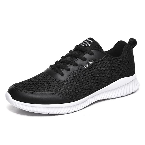 

men sneakers 2020 new breathable lace up men mesh shoes fashion casual no-slip vulcanize shoes tenis masculino size 39-48, Black