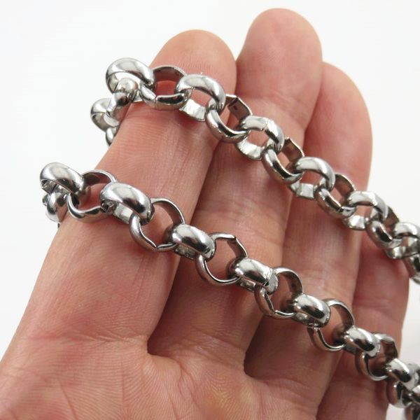 

9мм большой тяжелый мужской плетеный из нержавеющей стали 316l круглый o link цепи ожерелье ювелирных изделий способа, Silver