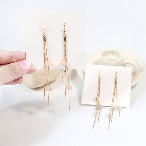 

dangle & chandelier fashion vintage tassel pendant earrings acrylic long sweet flowers classic women jewelry 2021, Silver