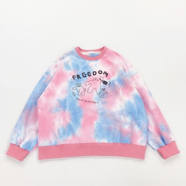 

korean style casual puppy stick figure tie-dyed loose round neck sweater pullover pulloversweater pullover student female fashion fix6o fix6, Black