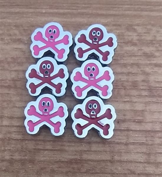 

wholesale internal dia.8mm mix color skull slide charms can through 8mm belt wristband pet collar, Bronze;silver