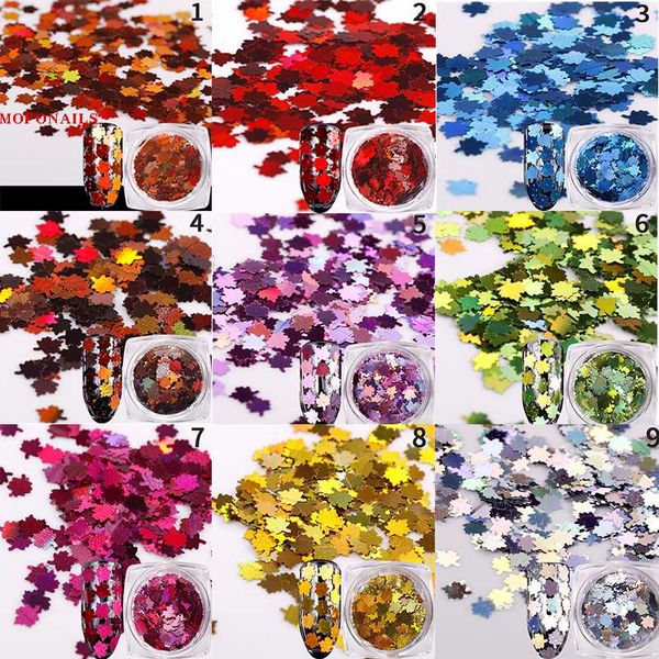 

mofonails nail glitter flakes 12boxes/set holographic multicolor laser maple flakes sequins diy nail tips art glitter decoration, Silver;gold
