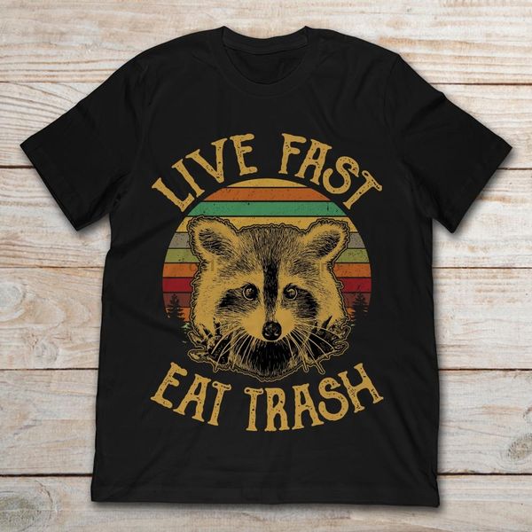 

brand racoon live fast eat trash t-shirt menshort sleeve t-shirt