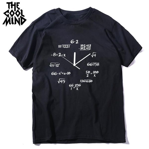 

100% cotton math clock print funny men t shirt casual short sleeve o-neck tshirt cool summer t-shirt mens tee kg-1223, White;black
