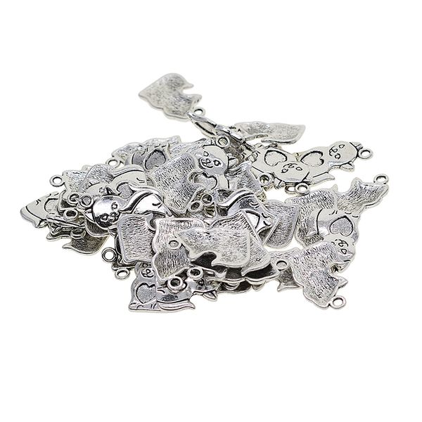 

50x tibetan silver cat theme charm pendant bracelet finding jewellery making, Black