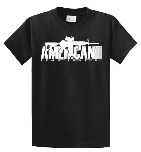 

2019 fashion infidel t shirt ar-15 gun military usa black tan marines army ar15 tee shirt
