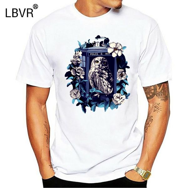 

dr. hooo men t-shirt owl printed tees birthday gift t shirts tardis clothing doctor who funny cartoon tshirt