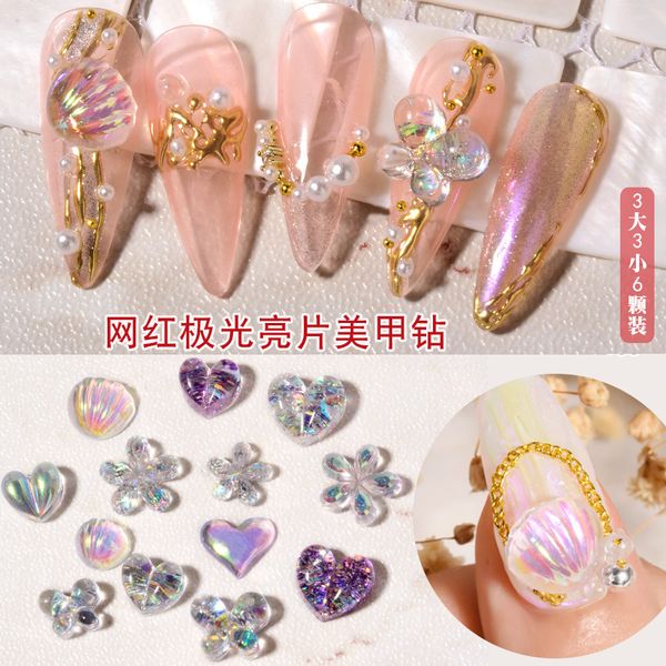

nail art kits 6pcs per lot glue shell ornament online butterfly stereo lovely flower decorative diamond