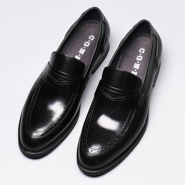 

dress shoes men's oxfords leather cowhide zapatos de hombre soft bottom wedding, Black