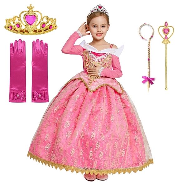 

elegant dress sleeping beauty fancy dress children christmas party cosplay clothing long sleeve lace prom dresses kids clothes 0926, Red;yellow