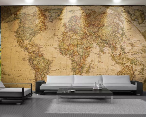 

living 3d wallpaper 3d european style wallpaper retro world map hd digital printing moisture-proof wallpaper