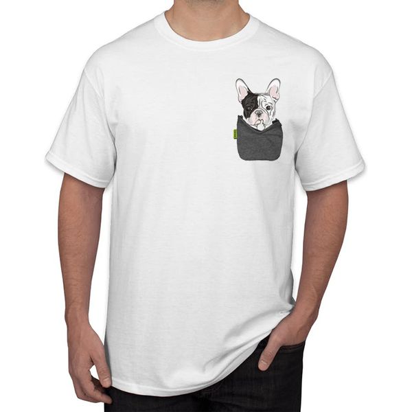 

teehub hipster frenchie bulldog in my pocket print men t-shirt pocket german shepherd design short sleeve o-neck tee