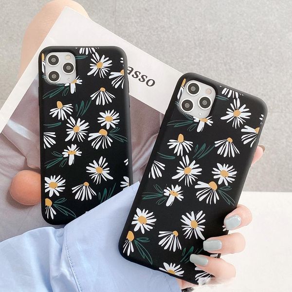 

vintage daisy flowers phone case for iphone 11 pro max xr xs max 7 8 plus x se 2020 soft liquid silicon back cover