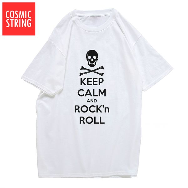 

cosmic string 100% cotton keep calm and rocking roll print men t shirt casual summer loose mens tshirt o-neck t-shirt tee shirts
