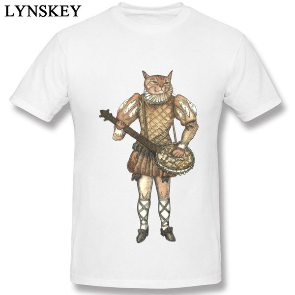 

vintage style male print peaky blinder iron fist round neck tee shirt cool funny cute cat playing banjo guitar t shirt