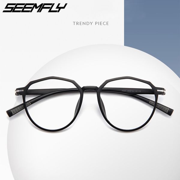 

seemfly eyeglasses women polygon glasses frame men tr90 transparent optical spectacles retro big frames eyewear goggle, Black