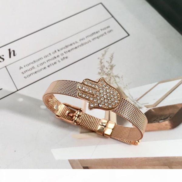 

high quality 316L stainless steel gold plated cz stone palm chain bracelet bangle for women new arrival hot selling luxury fashion jewelry