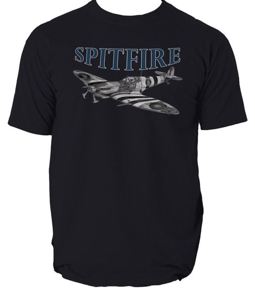 

2019 new fashion mens cool o neck t-shirt spitfire ww2 british fighter - military printed tee shirts