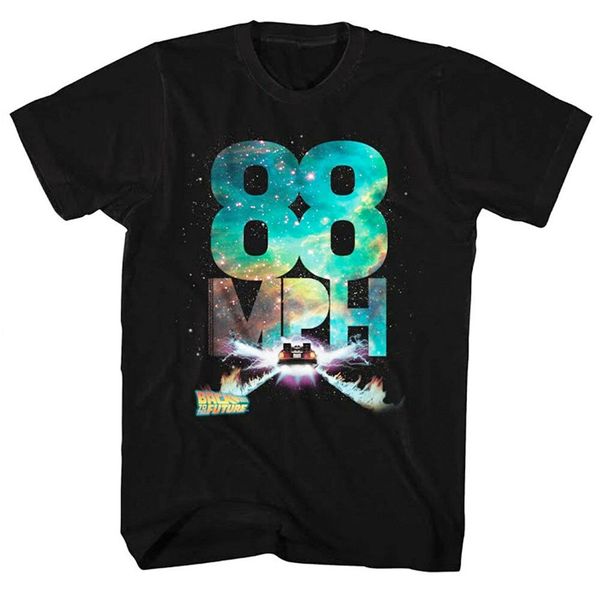 

back to the future 88mph galactic speed men's t shirt movie mcfly delorean black tee tshirt