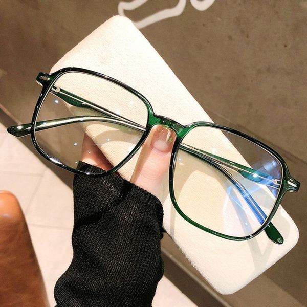 

new chic big frame eyeglasses for women transparent clear glasses ladies optical plastic frame fashion gift anti-blue light, White;black