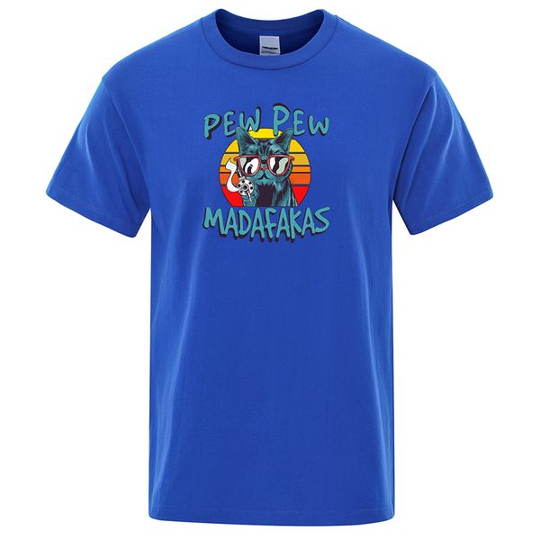 

funny cat t shirt novelty vintage t-shirt pew pew madafakas tshirt men short sleeve summer shirts tees crew neck streetwear