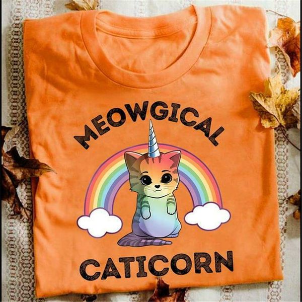 

lgbt meowgical caticorn tshirt женщины orange m - 3xl популярные tee shirt